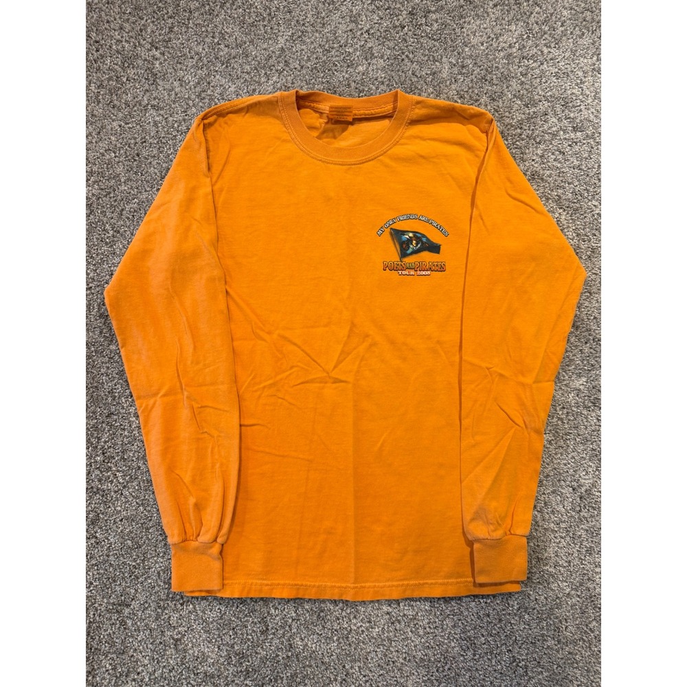 Kenny Chesney T-Shirt Mens Small Orange Poets and Pirates Tour 2008 Long Sleeve